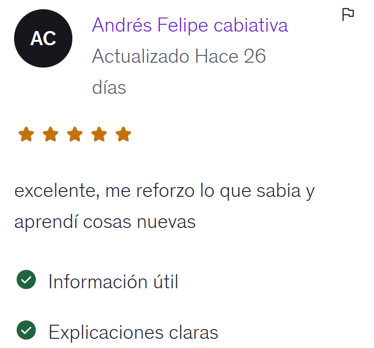 Reseña 5 estrellas — Andrés Felipe cabiativa